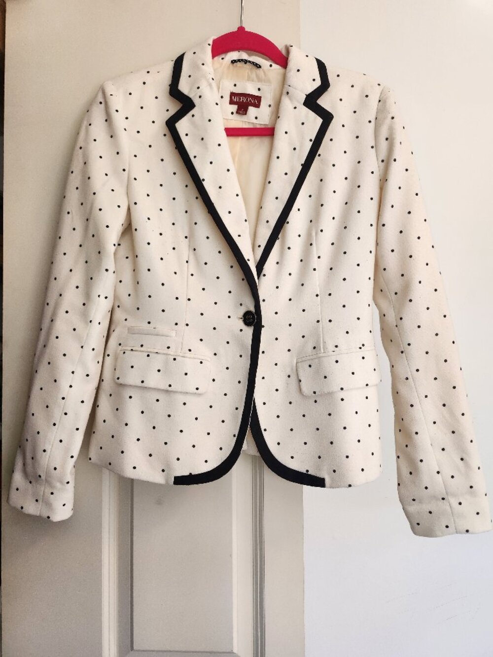Merona Polka Dot Blazer White and Black Size 2